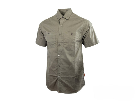 Wildebees Mens Plain Poplin Short Sleeve Shirt Olive