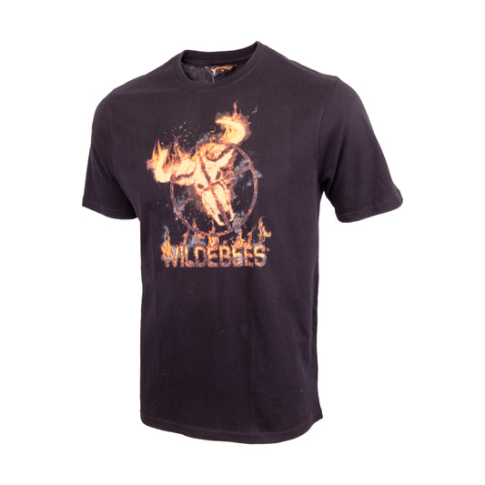 Wildebees Mens Flame Target Black T-Shirt