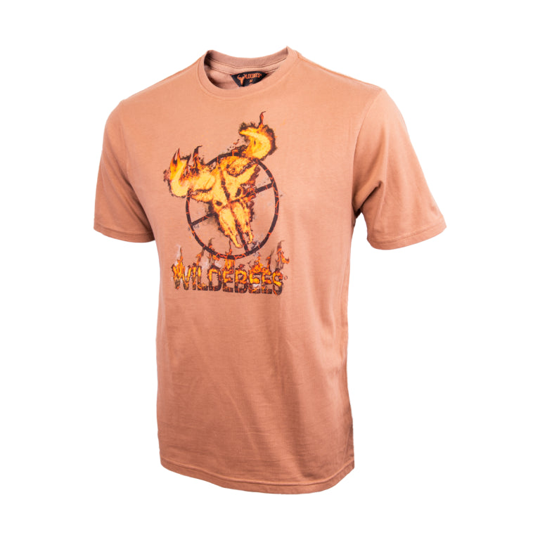 Wildebees Mens Flame Target Camel T-Shirt